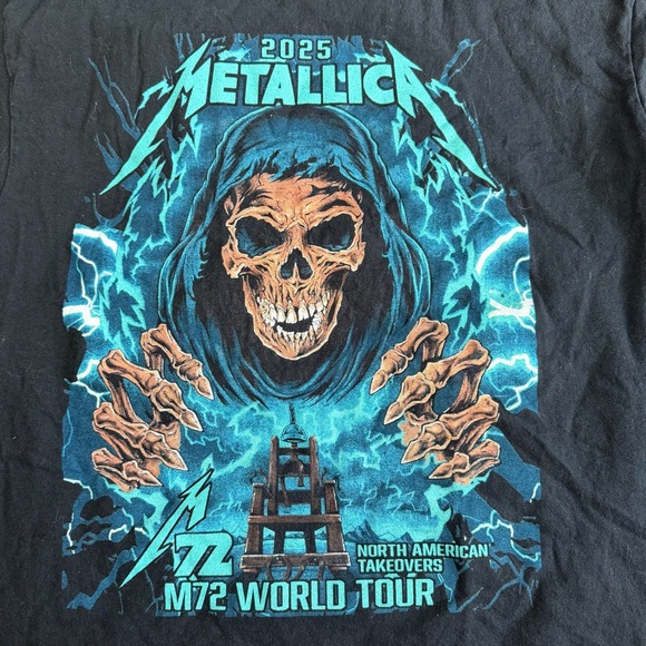 Metallica 2025 Tour Band Tee Black Graphic T-Shirt - Picture 3 of 5